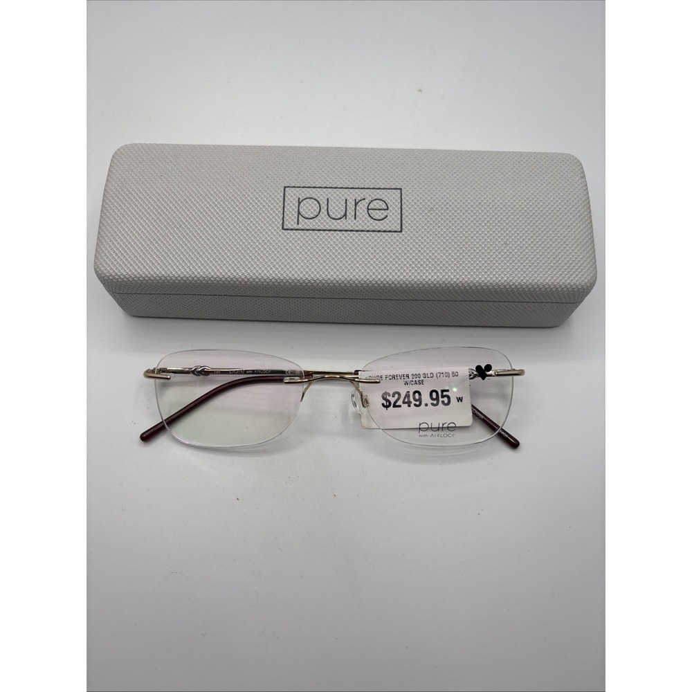 AIRLOCK PURE Forever 200 710 Gold Eyeglasses 50-18-135 Demo Lenses Frames w/case